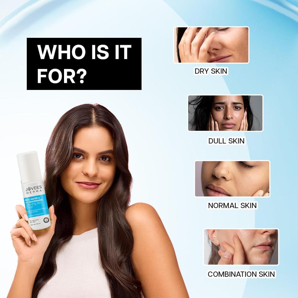 Jovees Derma 4% Niacinamid Reiswasser Toner Für Glass Skin Glow Feuchtigkeitsspendend Unreinheitenkontrolle Porenverfeinernder Nebel Normale Bis Trockene Haut 100ml