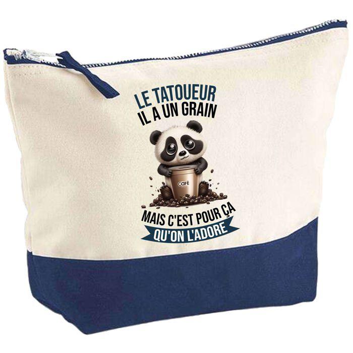 Trousse de maquillage - PLANETEE - Le Tatoueur Panda Grain - Grand format - Coton - Impression sublimation HD