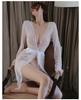 Babydoll Nightgown Sexy Popular Slip Mesh Lace Lingerie Summer [Pure Seek] Women's See-Through (White)