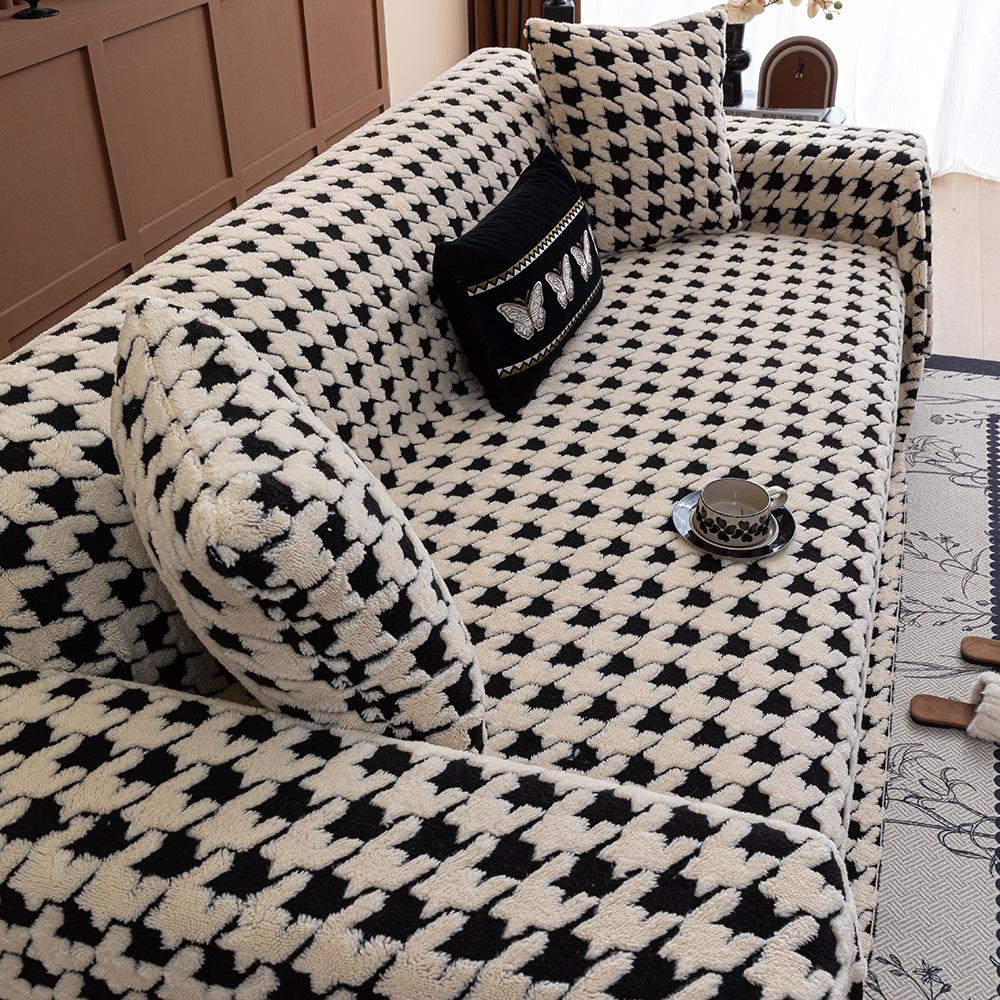 1pc Soft Chenille Sofa Cover Blanket Fit for 1/2/3/4-Seater Couches, Pet-Proof Scratch-Resistant, Plush One-Piece Design