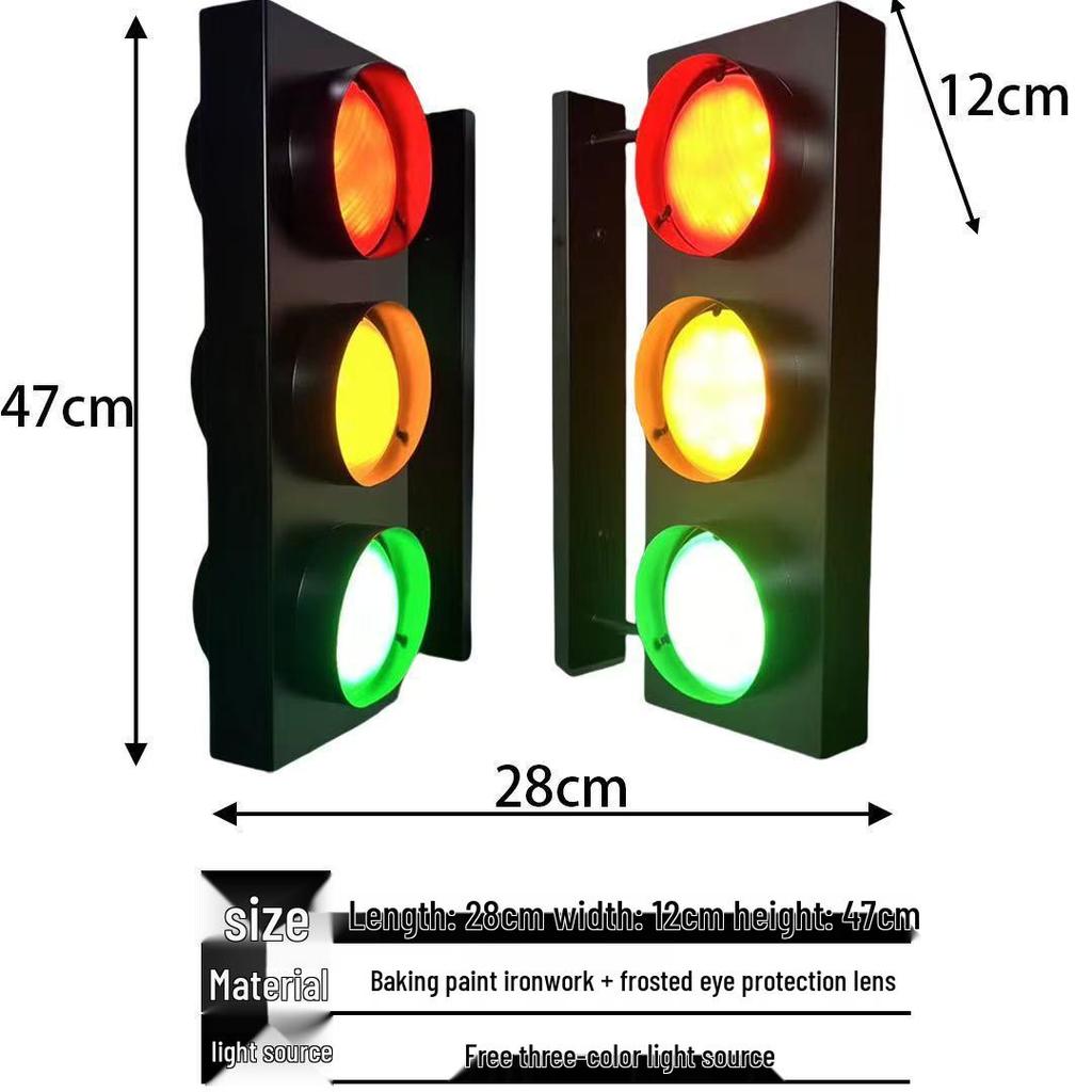 Industrial Retro LED Traffic Light Wall Lamp for Bar or Gallery Decor
