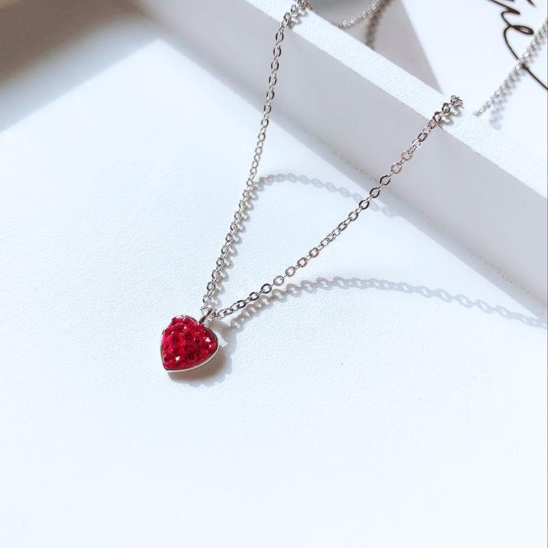 Little Red Heart Necklace: 925 Sterling Silver Clavicle Chain, Sweet & Versatile INS Style, Ideal Christmas Gift for Women.