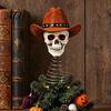 Dekorativer Totenkopf für Schaufenster Gothic Baumspitze mit Cowboyhut, Vintage Westliche Rustikale Wohnaccessoires Skelett-Ornament Halloween, Gruselig