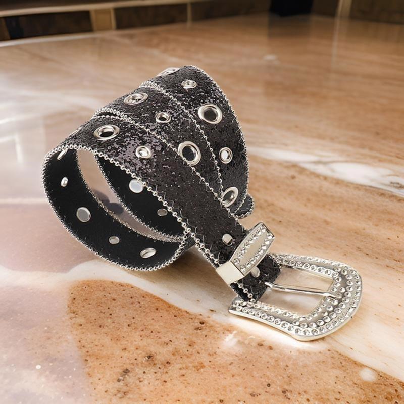 Blingbling Waist Belt for Street Dance Jean Belt Livehouse Punk Waist Chain Stunning Grommet Rhinestones