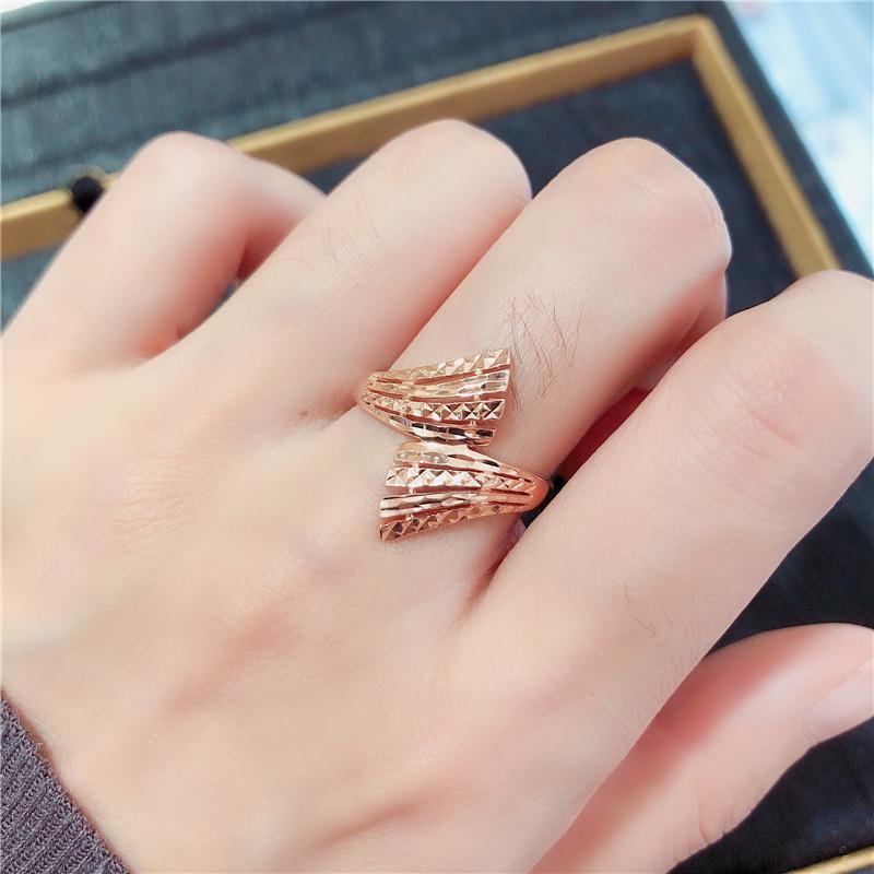 Purple Gold Hollow Ring Personalized Fashion Rose Gold Plated Color Gold Car Flower Ring