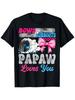 Burnouts or Bows Papaw Loves You Gender Reveal Party TShirt 70s 80s Retro Graphic Tee with Checkered Racing Design Bow Accent Unisex Casual Short Slee