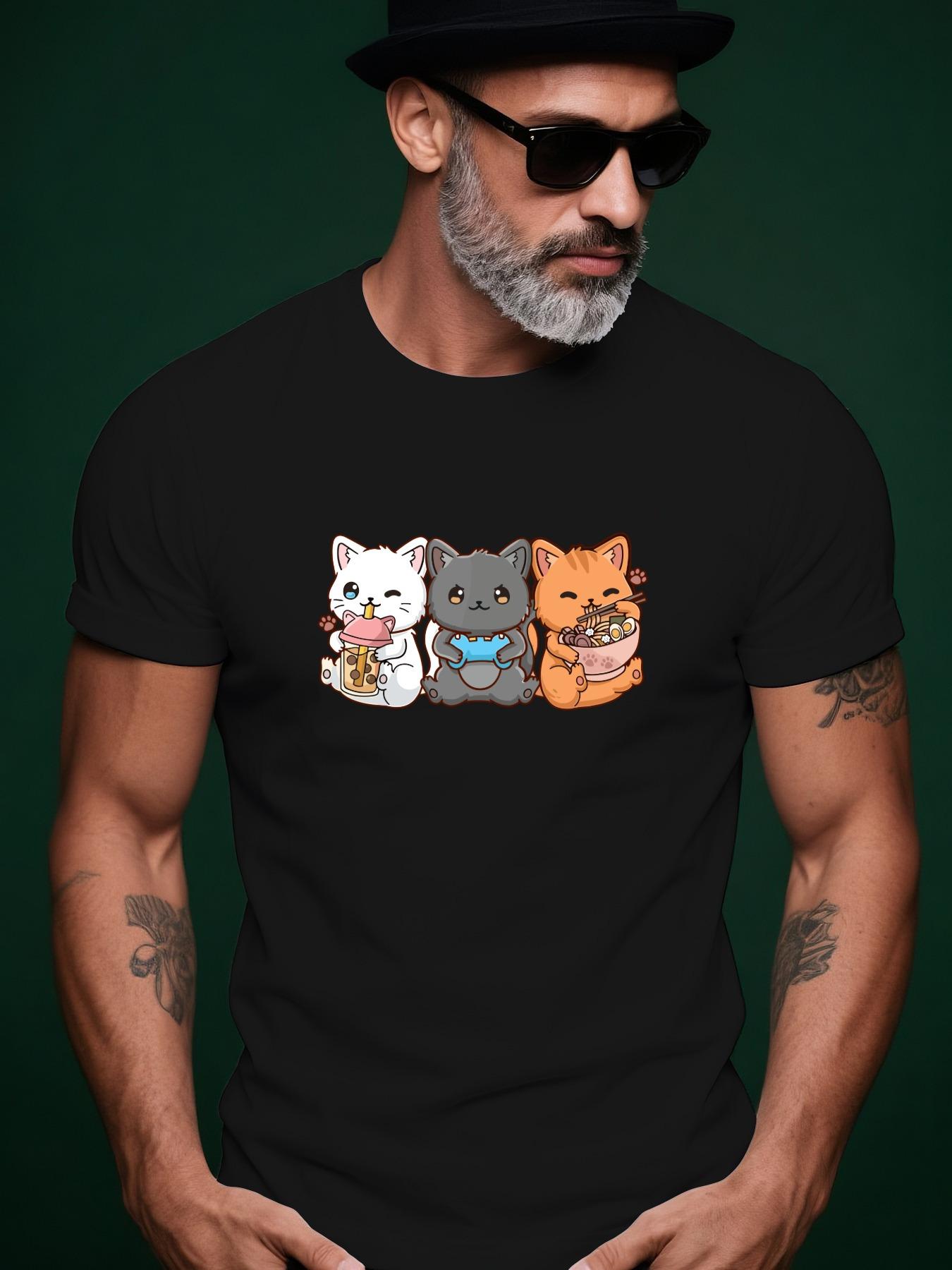 Summer Casual Round Neck Short Sleeve Tshirt with Three C... XXXXL