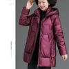 Winter Women's Shiny No-wash Padded Jacket   Mid-length Hooded Padded Coat