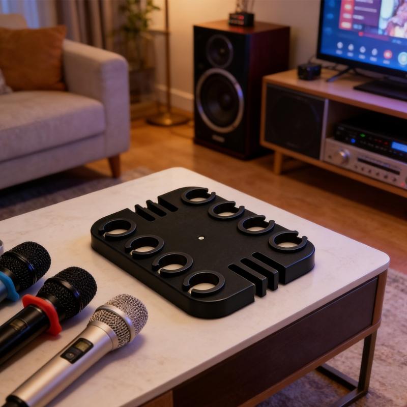 8 Slot Microphones Stand Holder Tray For Studio Recording Stage Performances Of Carbon Steel