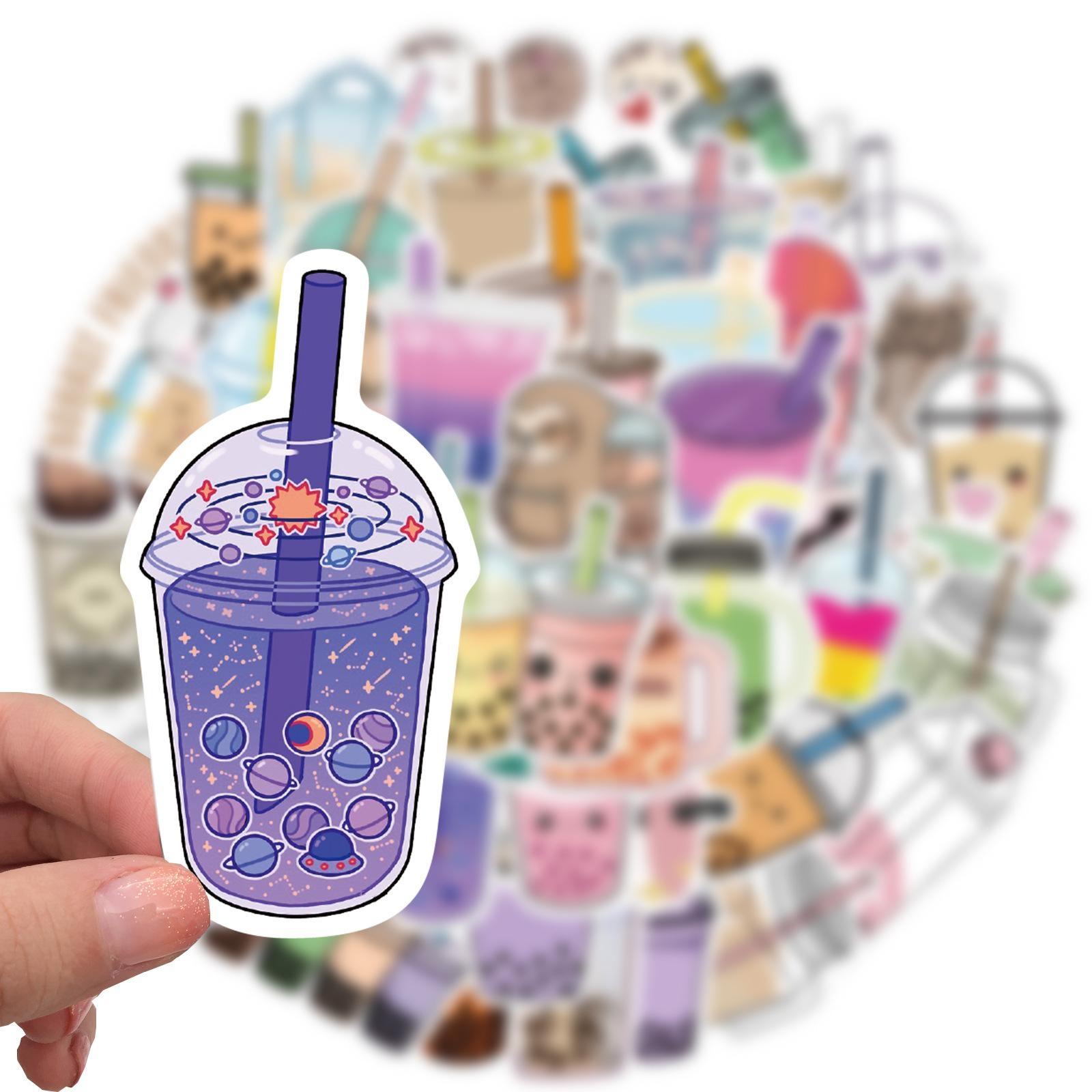 

10/50PCS Bubble Tea Sticker Cute Cartoon Graffiti Stickers Water Bottle Laptop Phone Bicycle Luggage Case Skateboard Children Adult Sticker Random 10pcs