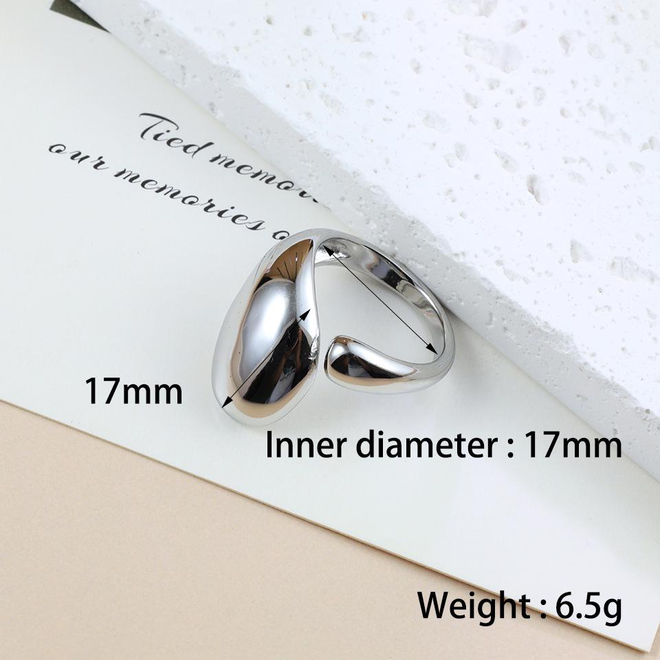 2024 Polished Stainless Steel Open Ring with Textured Arc Surface серебряный