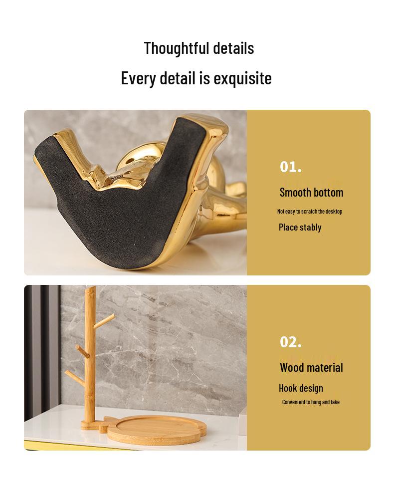 Elegant Ceramic Bear Storage Tray & Piggy Bank - Hallway Shoe Cabinet & Living Room Decor