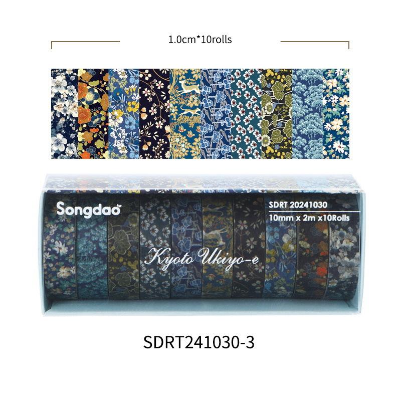 10pcs Ukiyoe Series Paper Tape Set Art Clipart DIY Production and Paper Tape Office School Student Stationery Supplies