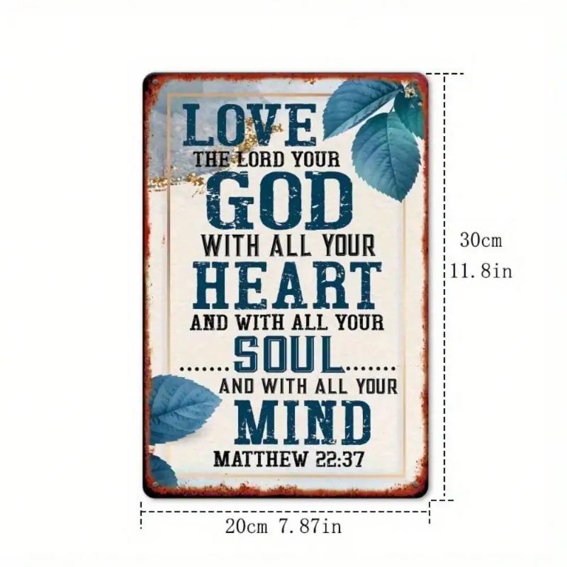 Christian Metal Sign Love God Vintage Home Decor Inspirational Wall Art