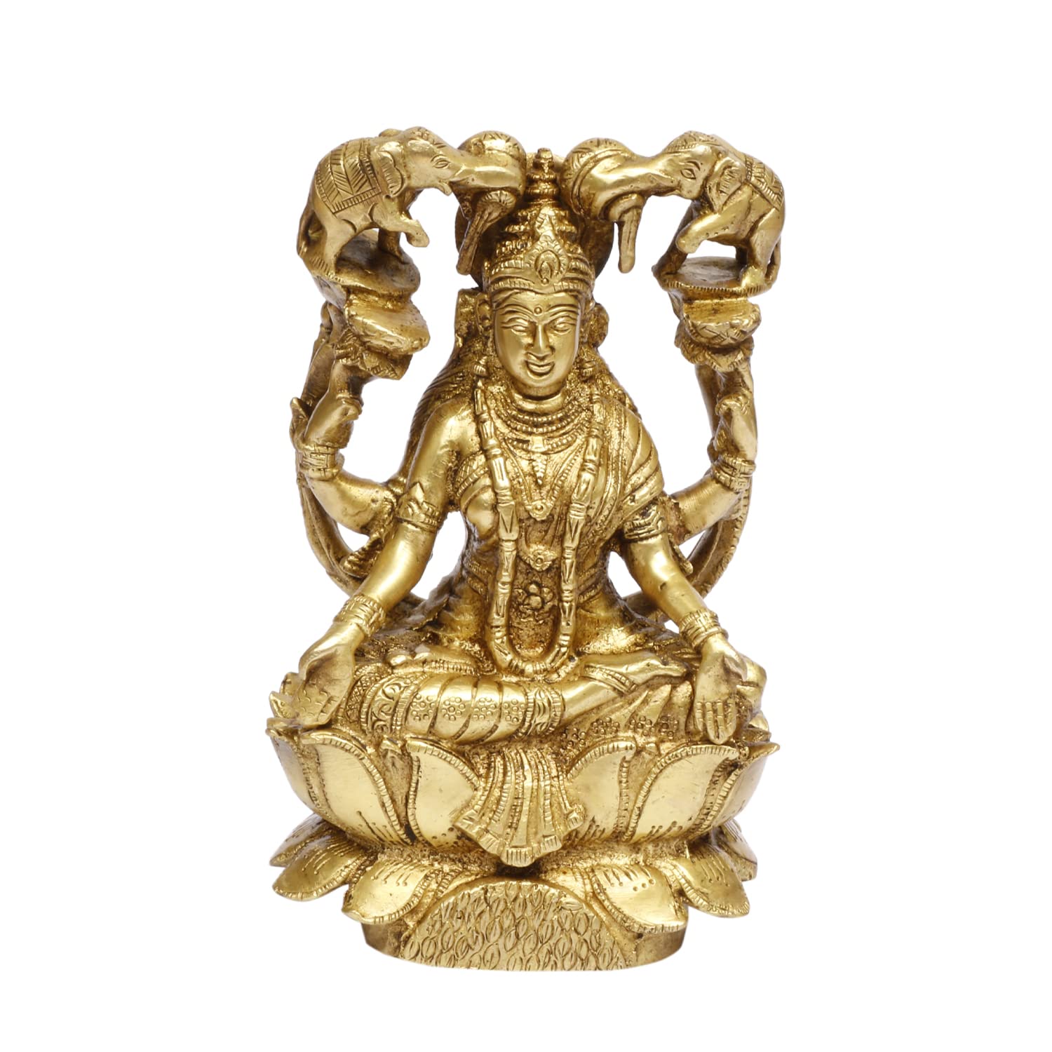 

Gajlakshmi Idol, Gaja Dhan Lakshmi Brass Idol, Maha Laxmi With Elephant - 7 Inch