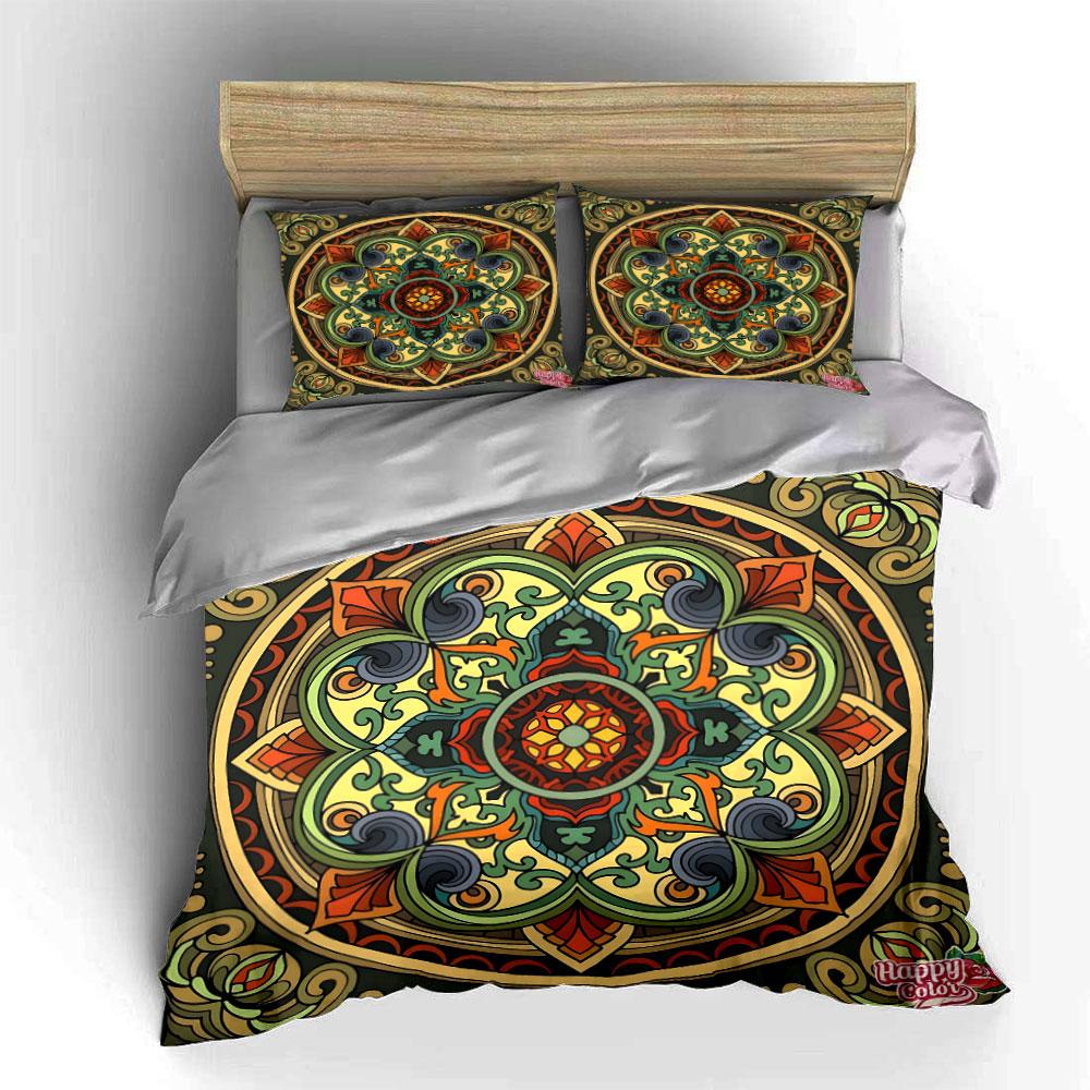 Mandala Pattern Decorative Set Soft Skin-Friendly Bedding Set Includes 1 Duvet Cover And 2 Pillowcase Gift