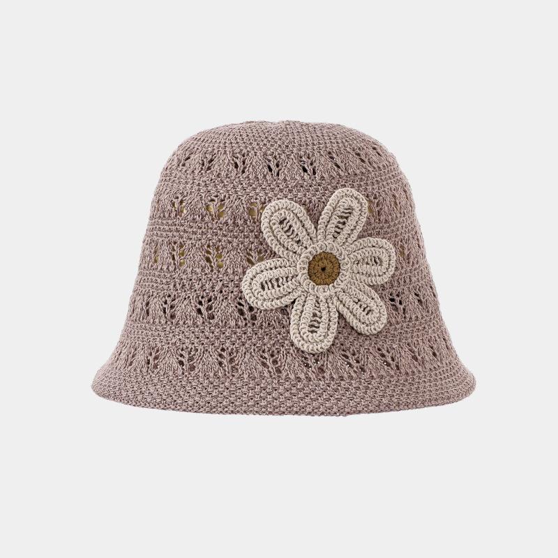 Summer Women's Crochet Bucket Hat Floral Hollow Knit Fisherman Hat Outdoor Travel Sunshade Cap Foldable Soft Beach Hat 2026 New