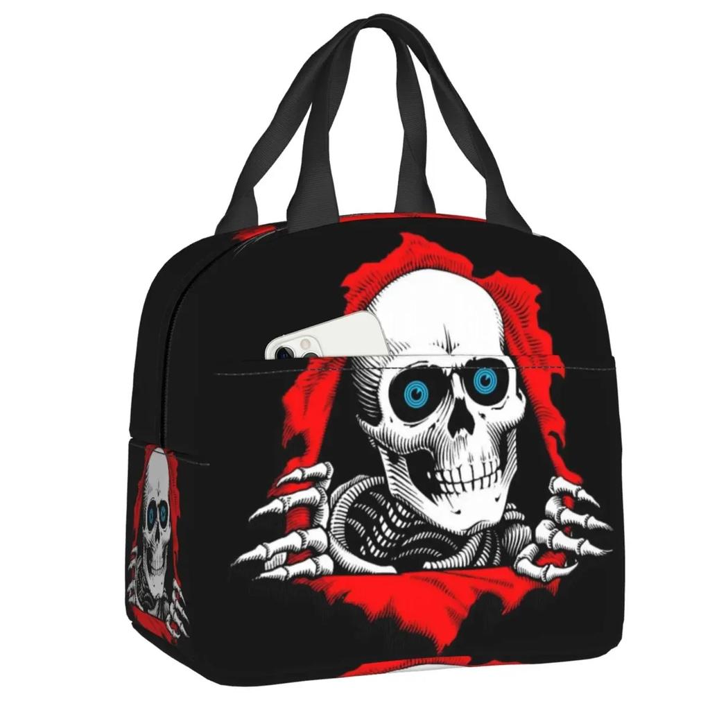 Skull Insulated Lunch Bag for School Office Resuable Thermal Cooler Lunch Box for Women Kids Food Container Bento Tote Bags