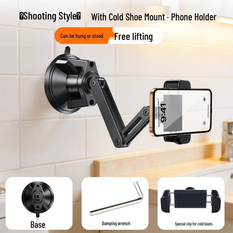 Foldable Rotatable Suction Cup Phone Holder for Bathroom Wall