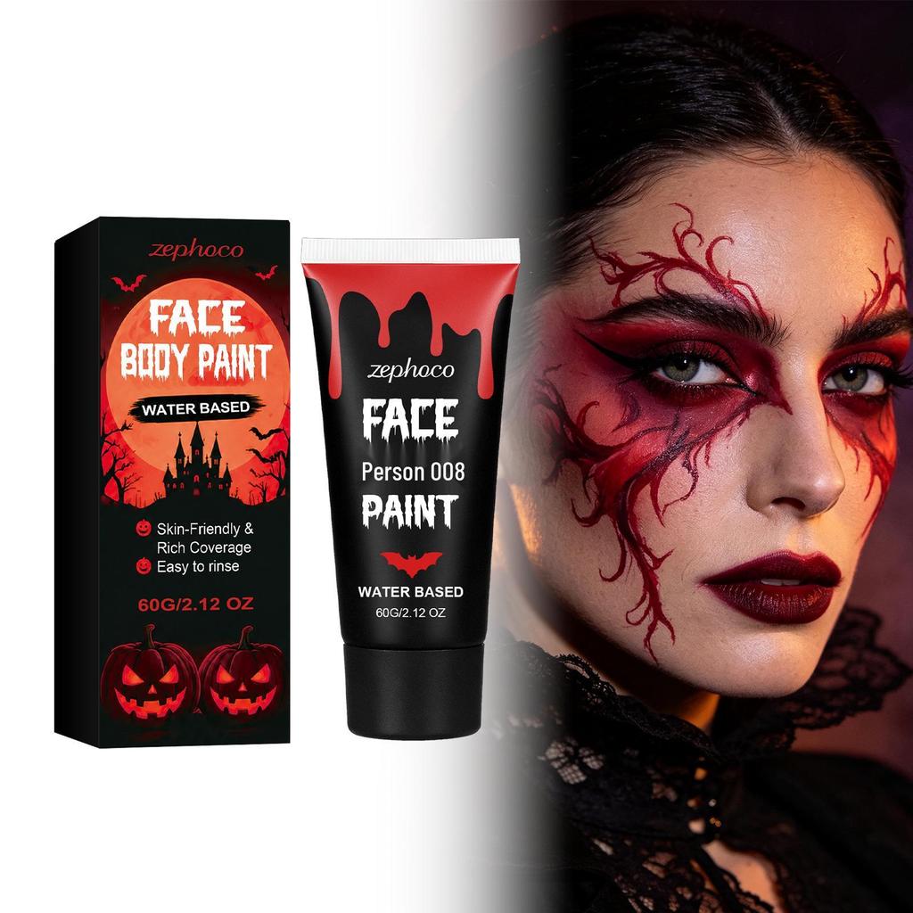 Zephoco Red Face & Body Paint - Non-Smudging, High-Definition Festival Makeup.