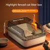 Standard-Katzentoilette mit großem Fassungsvermögen, 18 l – rechteckige Katzentoilette aus Polypropylen mit hohem Zaun und Schaufel – Geruchsisolierung und Sandverhinderung