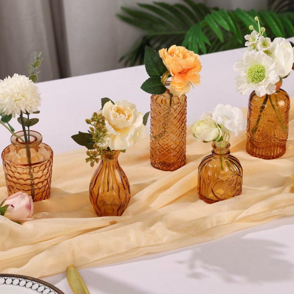 10Pcs Colorful Glass Flower Bud Vases Vintage Hydroponic Flower Planter Small Vase for Wedding Table Decoration DIY Gifts