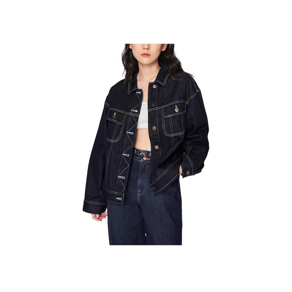 Lee Embroidered Lapel Single-Breasted Denim Jacket Women jackets Light-Wash LWT0091875PN00F8