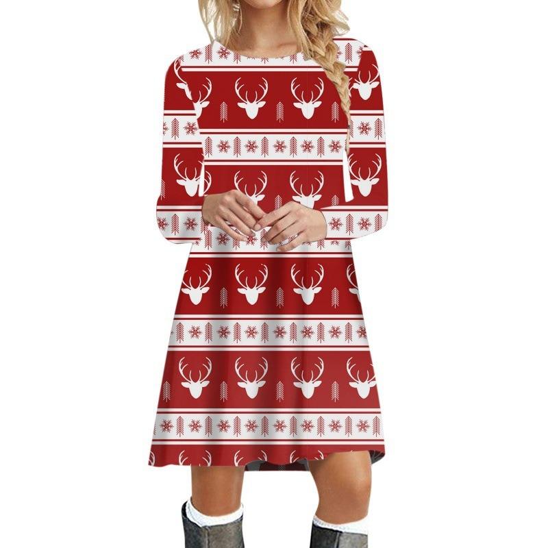 IHUASU Fashion Autumn Winter Long Sleeve O-Neck Casual Dresses