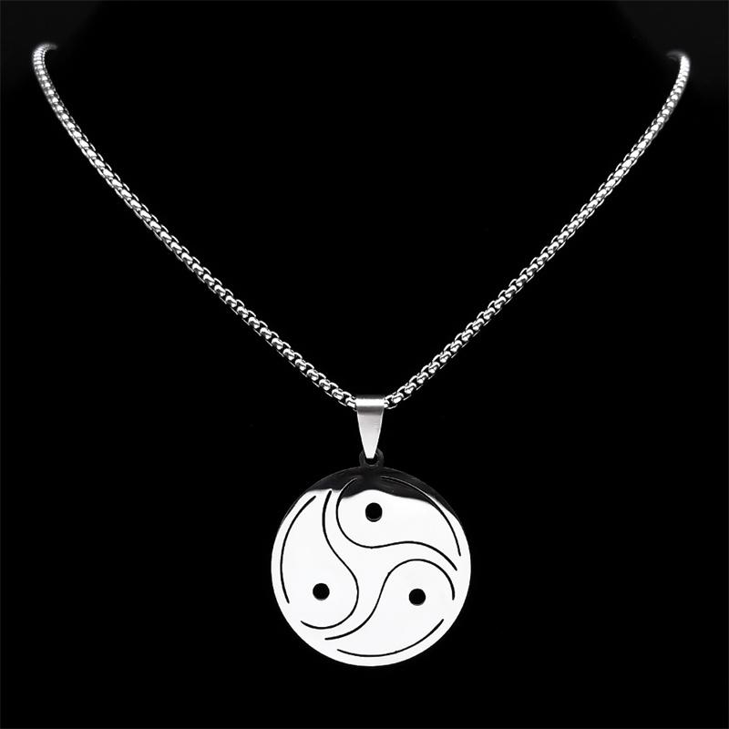 Trendy BDSM Symbol Pendant Necklace for Men Women Stainless Steel Silver Color Necklace Hip Hop Party Chain Jewelry N8096S06