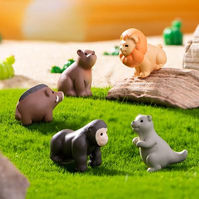Moss Microlandscape Wildlife Lion Brown Bear Gorilla Wild Boar Resin Ornaments Gardening Decorative Accessories