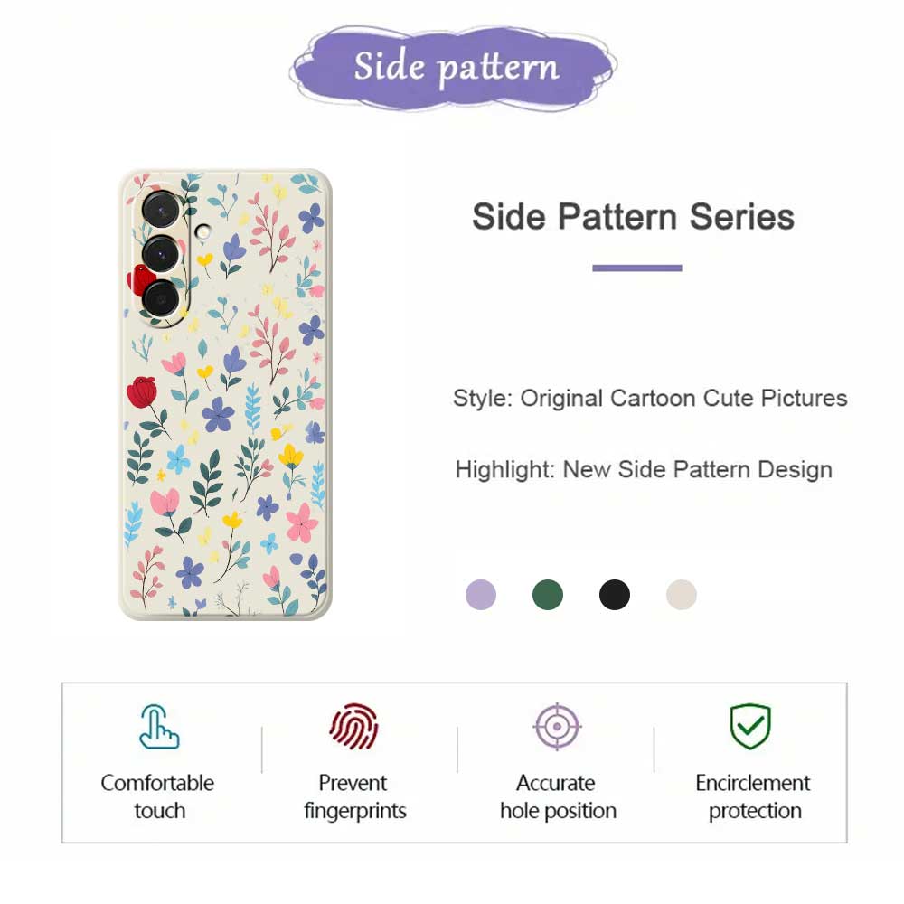 For Samsung Galaxy A36 5G Case Colorful Flower Branches Pattern Printing Straight Edge TPU Phone Back Cover