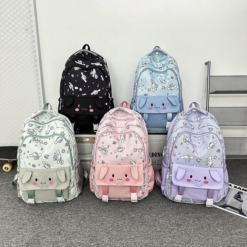 Trendy Pink Nylon Cinnamon Dog Backpack For Middle School And College Students Stylish Large Capacity Fashionable Travel Bag