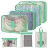 Nuovo Set da Sette Pezzi di Borse da Viaggio in Rete di Nylon per Valigie, Vestiti, Scarpe, Organizzatore per Intimo, Borsa Portaoggetti, Borsa da Bagaglio