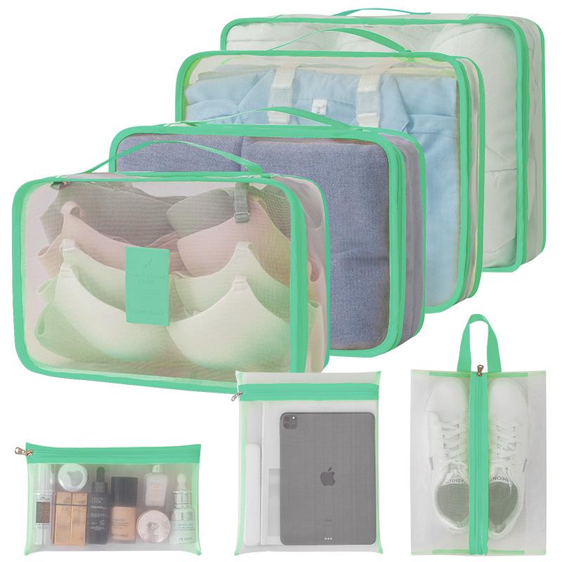 Nuovo Set da Sette Pezzi di Borse da Viaggio in Rete di Nylon per Valigie, Vestiti, Scarpe, Organizzatore per Intimo, Borsa Portaoggetti, Borsa da Bagaglio