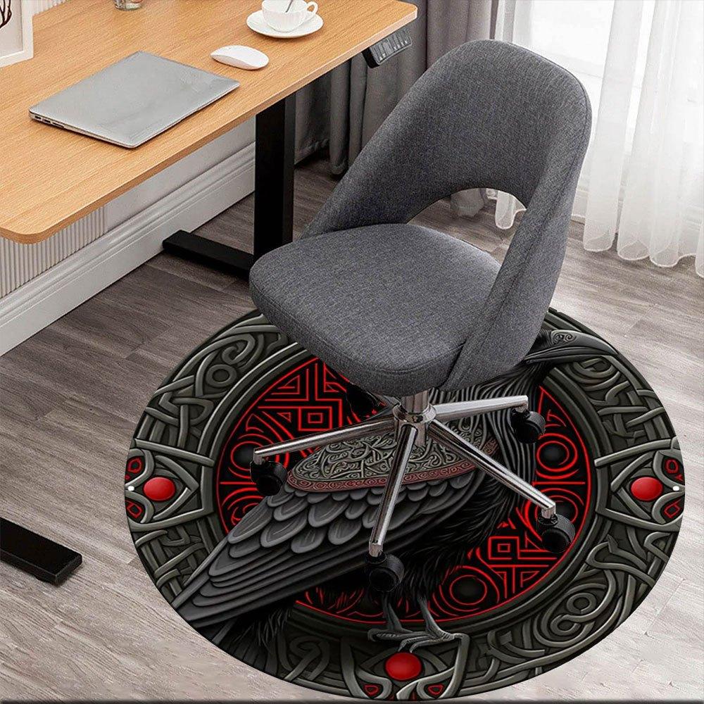 

Raven Totem: Mystical Norse OrnamentRound Non-Slip chair mat chair carpet for office Rugs for Office Decor Gift For Valentine s Day Mother s Day Hallo 80cm by 80cm