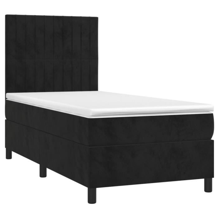 3143111 vidaXL Lit à sommier tapissier et matelas Noir 80x200 cm Velours