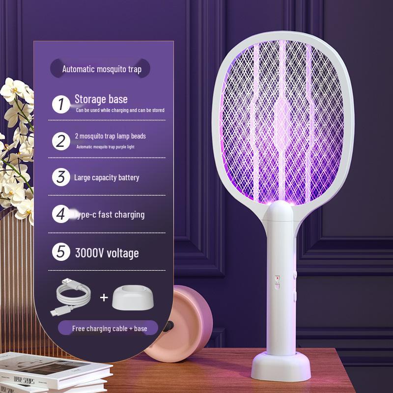 Electric Mosquito Swatter: Folding, Handheld, Rechargeable with Automatic Luring and Killing Lamp