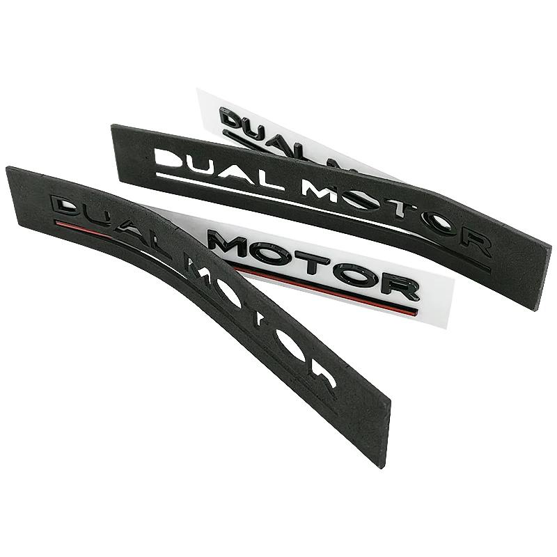 ALG1 DUAL MOTOR Underlined Letters Emblem for Tesla Model Y 3 X S Car Styling High Performance Trunk Badge Sticker Chrome Black Red
