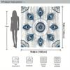 1 Blue Peacock Feather Mandala Shower Curtain - Symmetrical Design On Beige Background, Polyester Fabric, Machine Washable