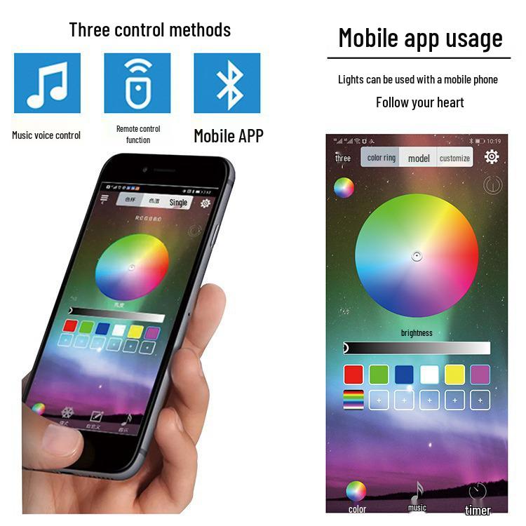 App-Controlled Fiber Optic Starry Sky Car Roof Light with Twinkling Turntable, 16W