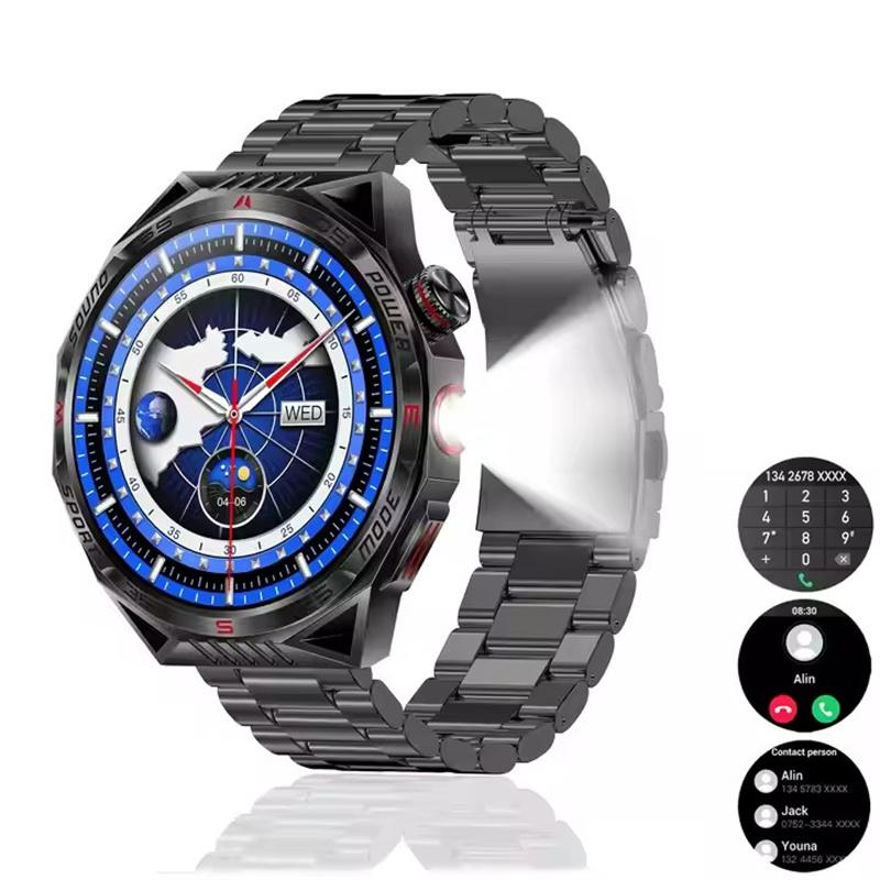 HT28 Smart Watch Men 1.85inch Outdoor LED Flashlight Laser Light Compass Sport Tracker Large Battery Smartwatch