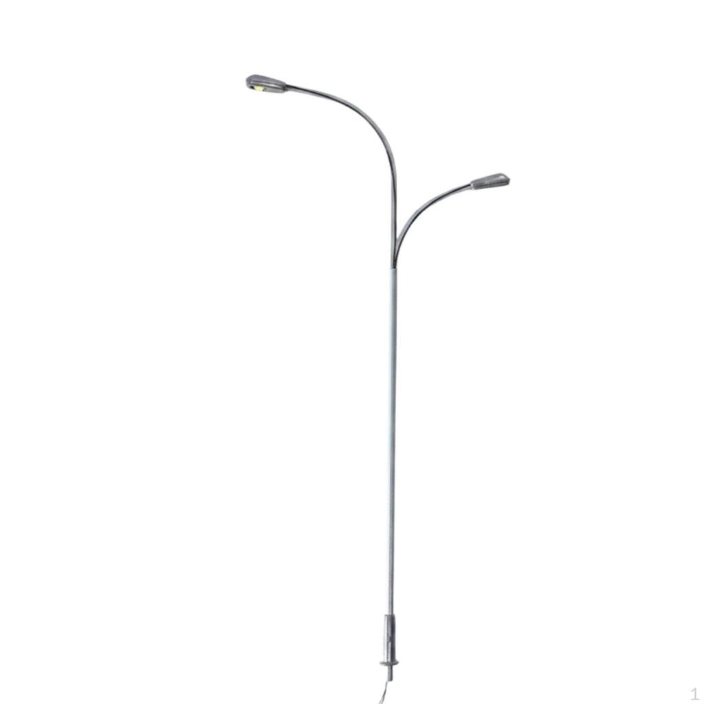 Double Head Model Street Lamp 12V Low Electrical Potential Miniature LED Lamppost Realistic Design