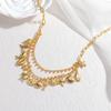 Ocean Series Geometric Double-Layer Tassel Necklace Stainless Steel Link 18K Gold Luxury High-End Niche Women Trendy