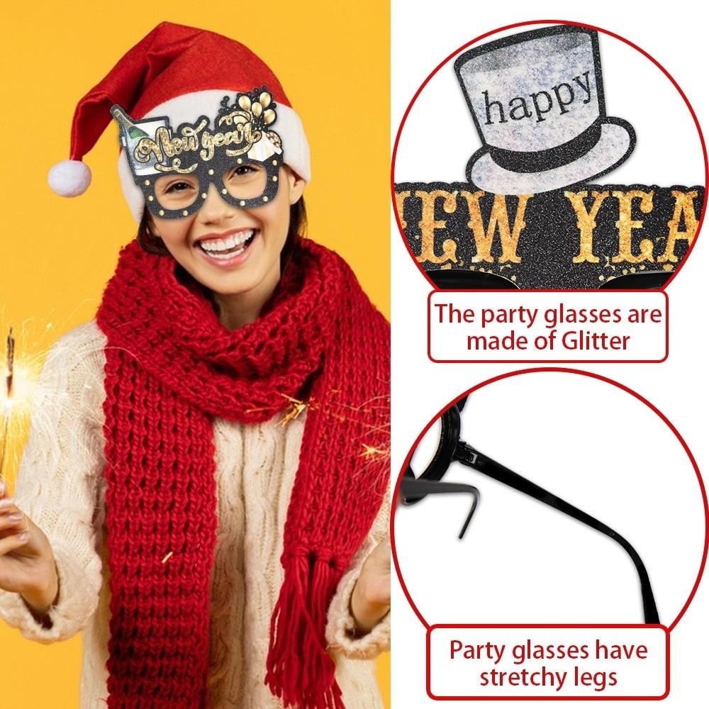 Letras e Números 2026 Óculos de Ano Novo Paetê Óculos Decorativos de Ano Novo Adereço para Foto