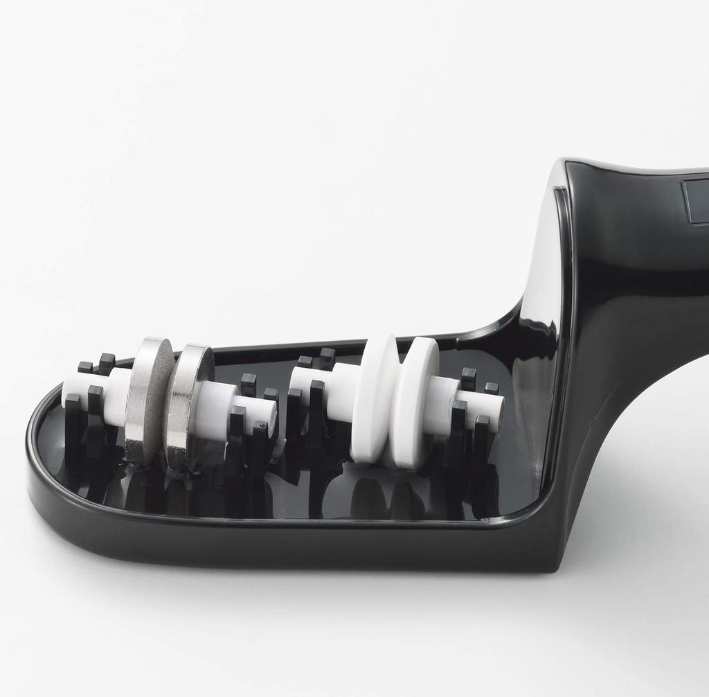 Shimomura Kogyo Verdun Black Santoku Knife Antibacterial Double Sharpener Set Made In Niigata & (OVB-913) Tsubame-Sanjo,