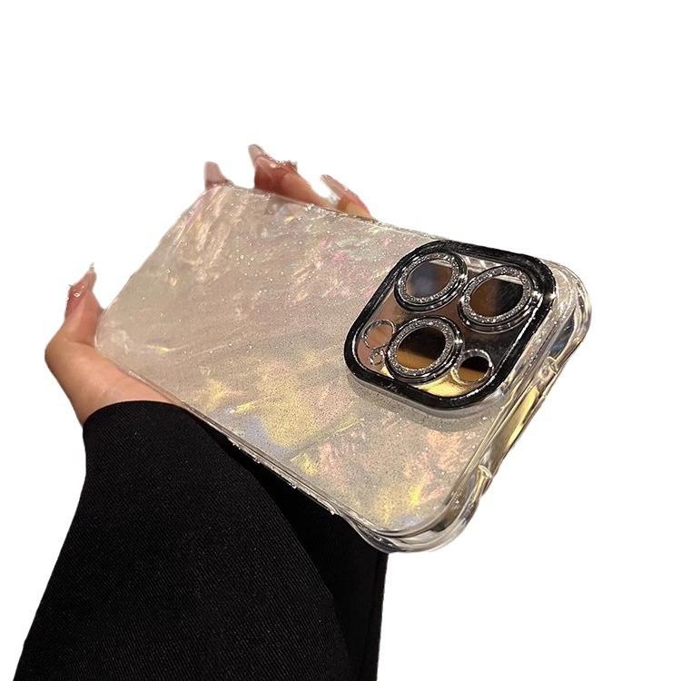 Applicable To IApple 16proMax Full Inclusive Shell Pattern Mobile Phone Case IPhone 15 Flash Powder Four Corner Anti Fall Protection Case