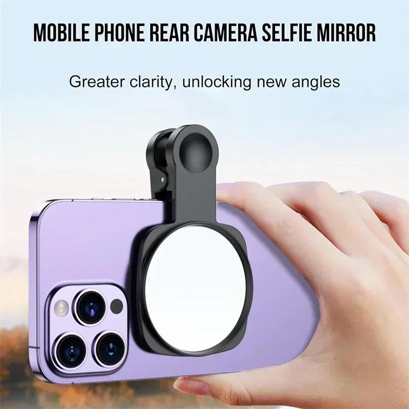 3 In 1 Universal Smartphone Camera Lens Selfie Mirror Clip Kit for IPhone 15 Phone HD Reflective Mirror Holder with Storage Bag