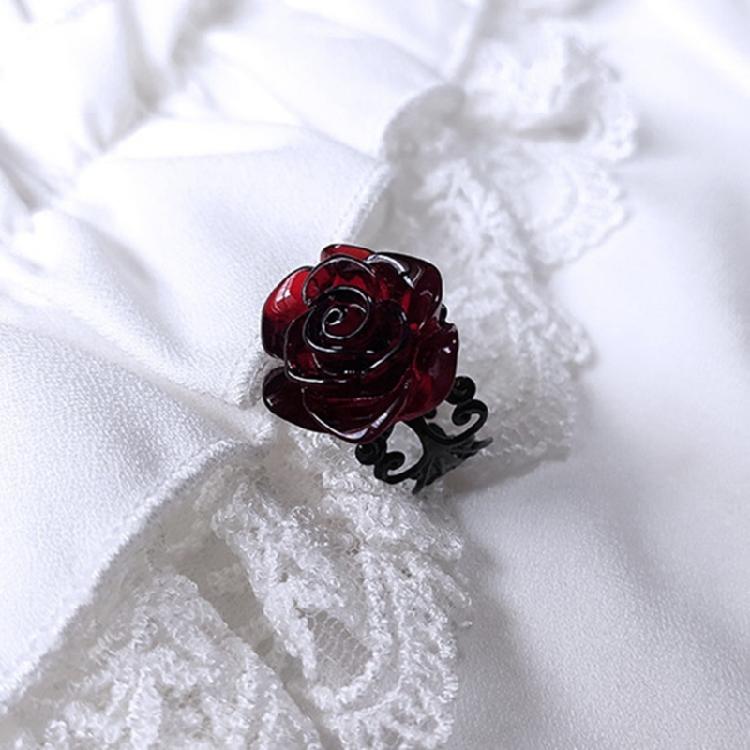 Gothic Red Rose Rings Pagan Vintage Halloween Cool Girl Gift Party Jewelry Rings