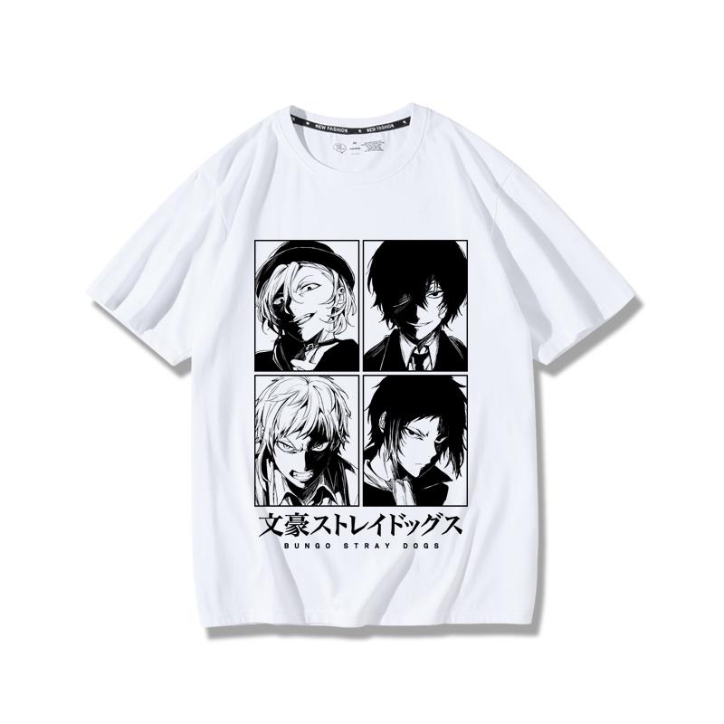 

Футболка мужская из 100% хлопка с креативным принтом в стиле аниме «Bungo Stray Dogs», повседневная уличная модная мужская одежда для активного отдыха M