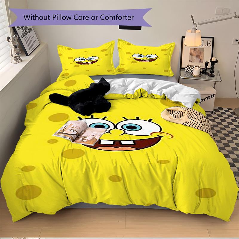 Spongebob Squarepants Print 3Pcs Bedding Setduvet Cover With 2 Bedropillowcase Home Birthday Gift